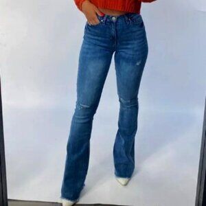 Willow Boutique Medium wash distressed flares